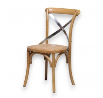 Chaise de bistrot coloris chêne, croix en métal