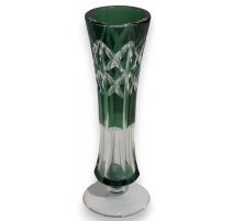 Vase sur pied en cristal Val St Lambert, vert