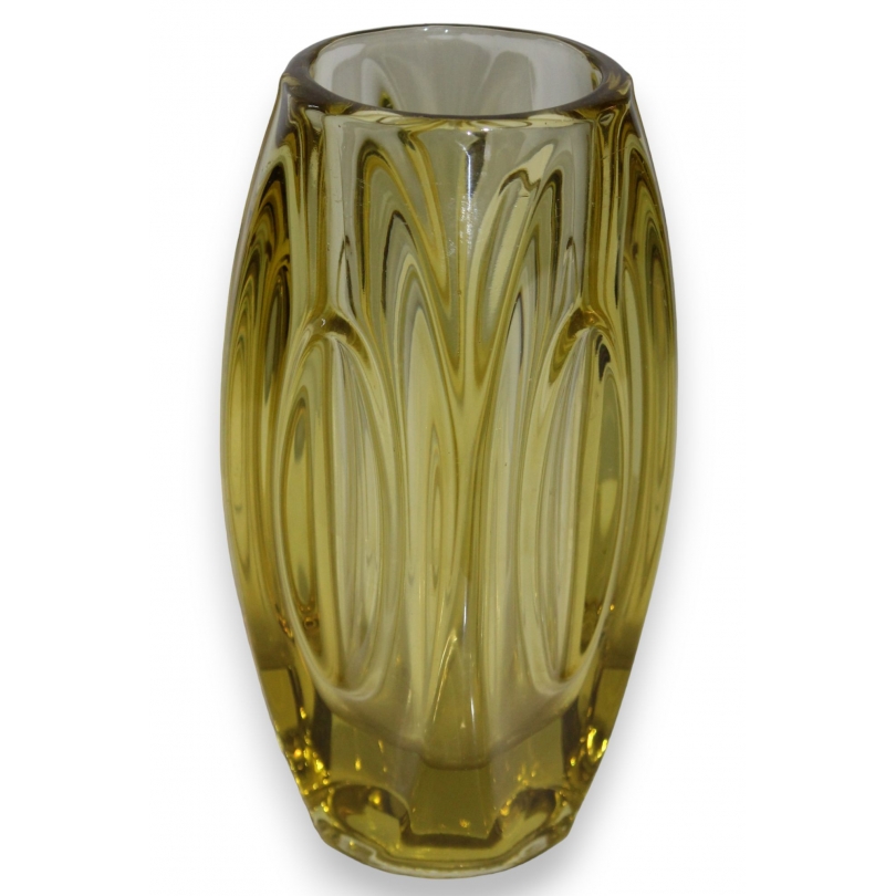  Vase rond en verre moullé vert sur  Moinat SA  - Antiquités décoration