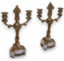 Pair of Louis XVI 2 light cand