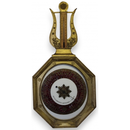 Baromètre Empire forme lyre signé DUVALDESTIN