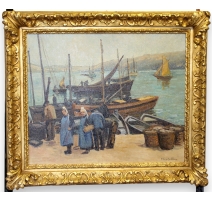 Tableau "Port de Concarneau" signé J GUYOT-GUILLAI