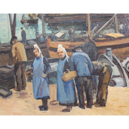 Paintings | Painting entitled ‘Port de Bretagne’ signed J GUYOT-GUILLAIN Moinat SA  – Antiques and home décor
