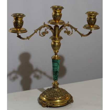  Paire de bougeoirs, en vermeil et malachite. sur  Moinat SA  - Antiquités décoration