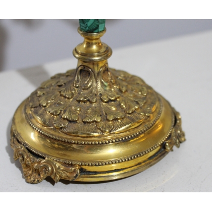  Paire de bougeoirs, en vermeil et malachite. sur  Moinat SA  - Antiquités décoration