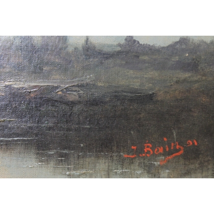 绘画 | 画作《日落》，署名 J. BAIN 91。Moinat SA  - 古董与装饰艺术