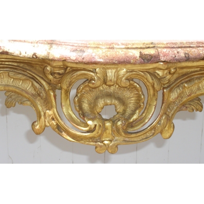 Louis XV console table in carved wood with a marble top from  Moinat SA  - Antiques and home décor