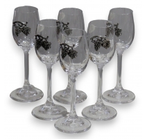 Lot de 6 verres à vin décoré de raisins en laiton