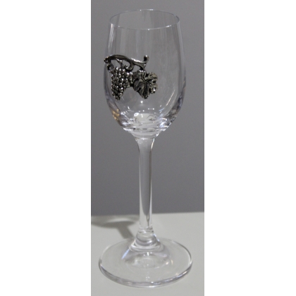 Set of 6 wine glasses decorated with brass grapes by Moinat SA – Antiques and home décor