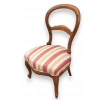 Chauffeuse Louis-Philippe, tissus rose rayé