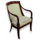 Fauteuil gondole Empire en acajou, tissus vert