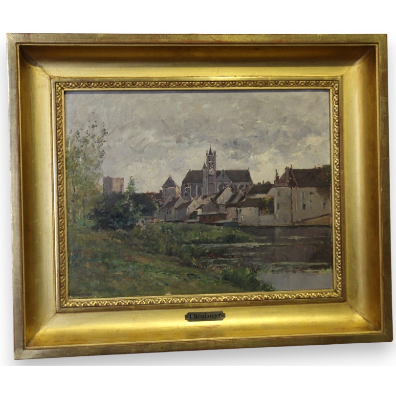 Tableau "Moret s/ Loing" signé L. BOULANGER