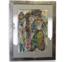 Aquarelle "Personnages" signé Romolo ESPOSITO 1971