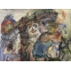 Aquarelle "Personnages" signé Romolo ESPOSITO 1971
