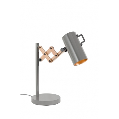 Lampe de table "FLEX" en métal gris et bois sur  Moinat SA  - Antiquités décoration