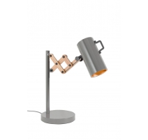 Lampe de table "FLEX" en métal gris et bois