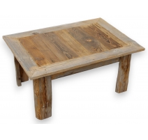 Table basse en vieux bois avec plateau ouvrant