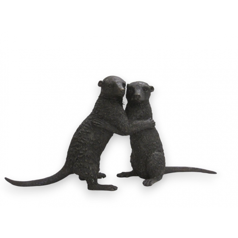 Couple de suricates en bronze