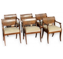 Suite de 6 fauteuils russes en acajou