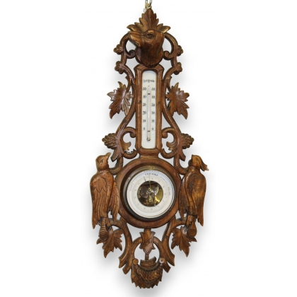 Baromètre-Thermomètre en bois sculpté de Brienz