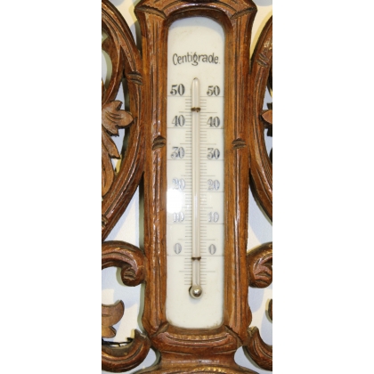 Baromètre-Thermomètre en bois sculpté de Brienz