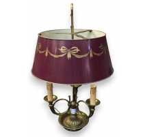 Lampe Bouillotte style Louis XVI abat-jour rouge