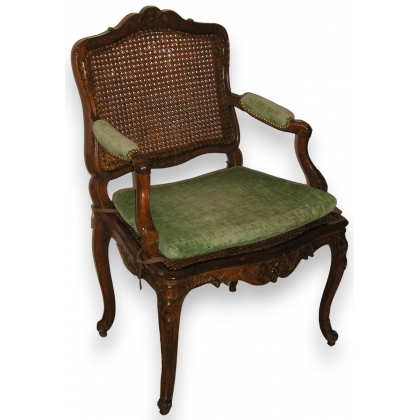 Régence cane armchair with gre