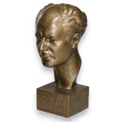 Buste d\'un homme en bronze signé Fr. SCHMIED