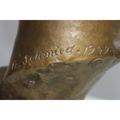 Buste d\'un homme en bronze signé Fr. SCHMIED