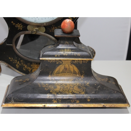 Black Neuchâtel-style clock with gold-coloured rose motifs at  Moinat SA  - Antiques and home décor