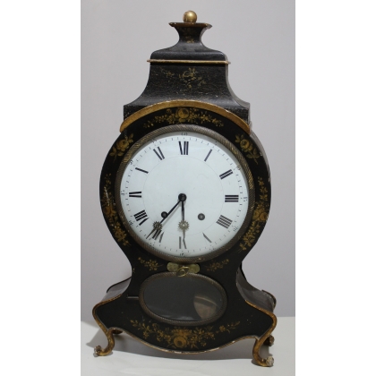 Black Neuchâtel-style clock with gold-coloured rose motifs at  Moinat SA  - Antiques and home décor