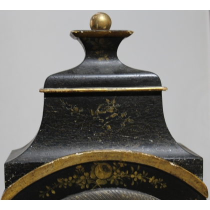 Black Neuchâtel-style clock with gold-coloured rose motifs at  Moinat SA  - Antiques and home décor