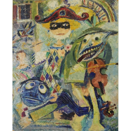 Paintings | Painting entitled ‘Harlequin’ signed JEAN MONOD Moinat SA  - Antiques and home décor