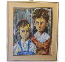 Tableau "Deux garçons" signé M TROTTA