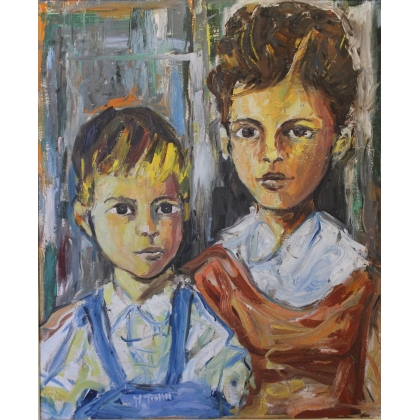 Paintings | Painting entitled ‘Two Boys’ by M TROTTA, Moinat SA  – Antiques and home décor