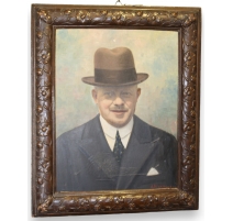 Tableau portrait "Homme au chapeau" signé VIAROZ