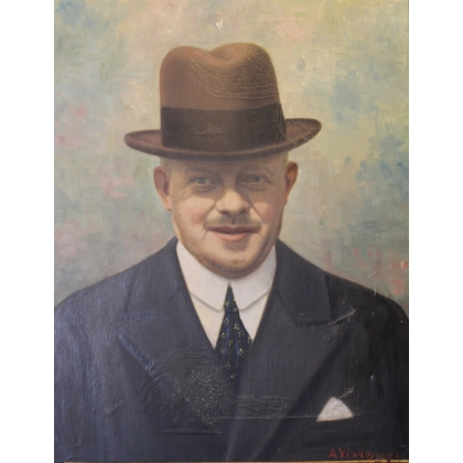 Paintings | Portrait painting ‘Man in a Hat’ signed VIAROZ Moinat SA  – Antiques and home décor