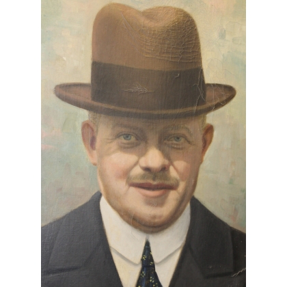 Paintings | Portrait painting ‘Man in a Hat’ signed VIAROZ Moinat SA  – Antiques and home décor