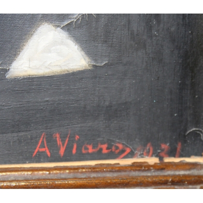 Paintings | Portrait painting ‘Man in a Hat’ signed VIAROZ Moinat SA  – Antiques and home décor