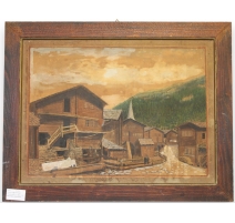 Tableau "Village de montagne" signé Eug. BROSSY 21