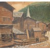 Tableau "Village de montagne" signé Eug. BROSSY 21  sur Moinat SA  - Antiquités décoration -  Gouaches, Aquarelles, Pastels