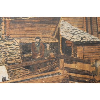 Tableau "Village de montagne" signé Eug. BROSSY 21  sur Moinat SA  - Antiquités décoration -  Gouaches, Aquarelles, Pastels