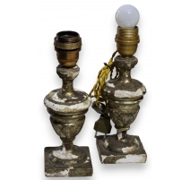 Paire de petites lampes en bois doré