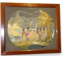 Tableau brodé "Paul et Virginie"