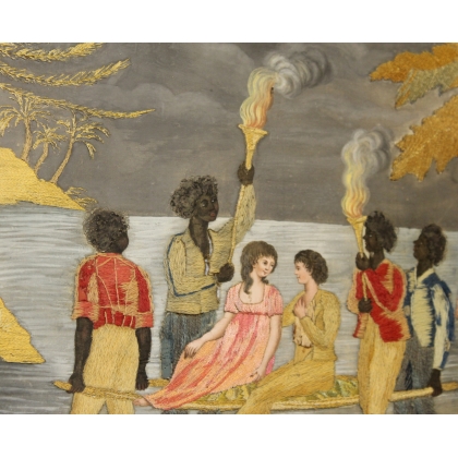  Tableau brodé "Paul et Virginie" sur  Moinat SA  - Antiquités décoration