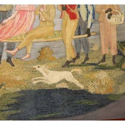  Tableau brodé "Paul et Virginie" sur  Moinat SA  - Antiquités décoration
