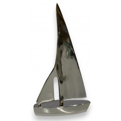 Bateau \"Voilier\" de décoration en aluminium poli