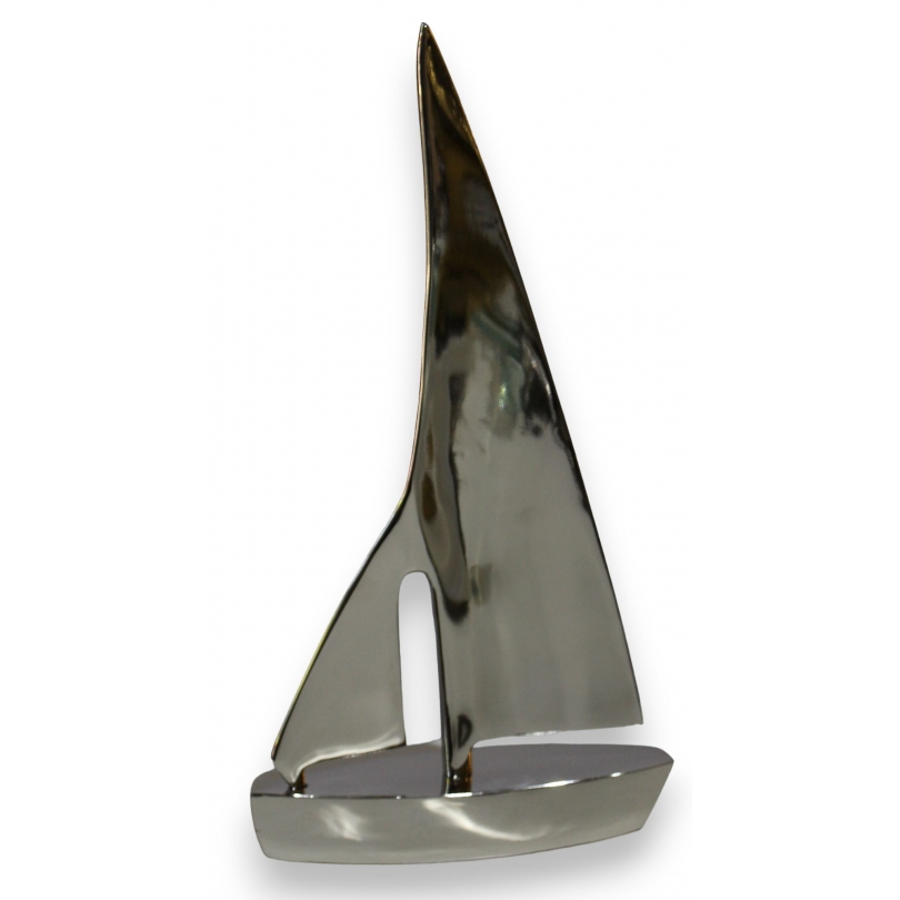 Bateau "Voilier" de décoration en aluminium poli