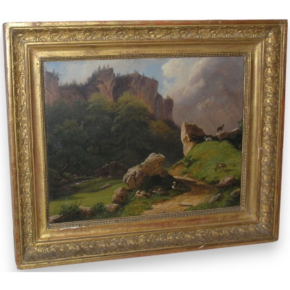 Tableau \"Paysage\", signé E. v. MURALT