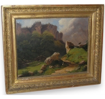 Painting "Landscape", signed M